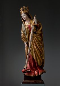 Skulptur der hl. Katharina von Alexandrien, um 1450. (c) Landesmuseum Württemberg, Stuttgart. Foto: Hendrik Zwietasch