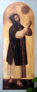 Der hl. Benedikt in der Tracht seines Ordens. (Gemälde in der Pfarrkirche St. Benedikt in München.)